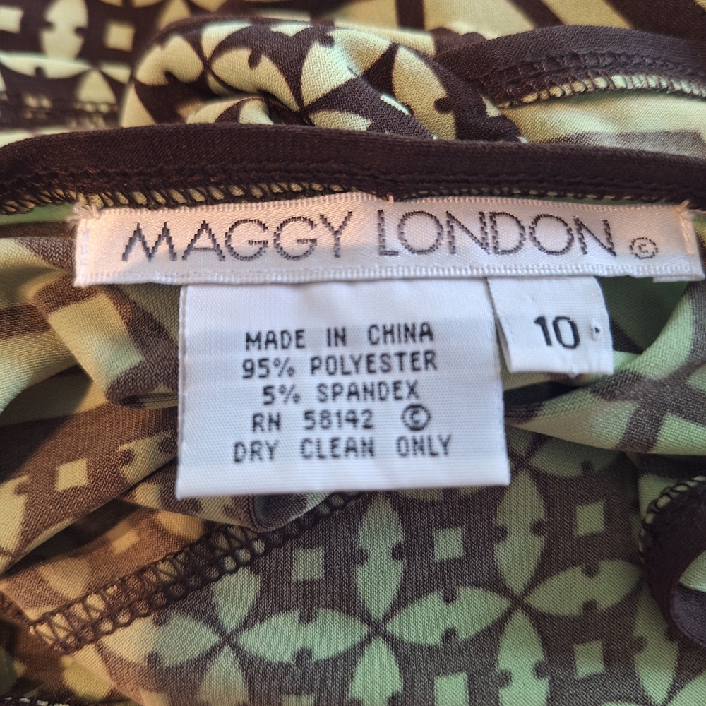 Charming Maggy London Green A-Line Geometric Midi Dress Very Good Condition - Picture 3 of 3
